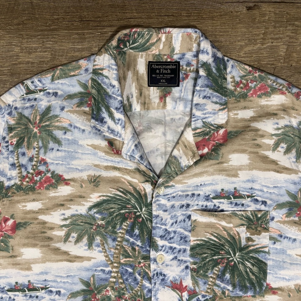 Abercrombie & Fitch Hawaiian Shirt XXL Men's Multicolor AOP Relaxed Button Up - Picture 4 of 7